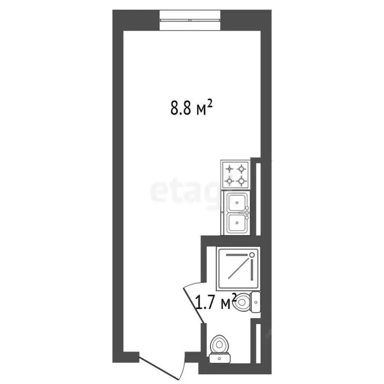 Студия Санкт-Петербург ул. Ленина, 28 (10.5 м) - Фото 1