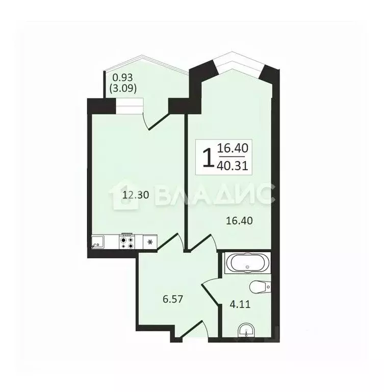 1-к кв. Воронежская область, Воронеж ул. Ворошилова, 10/1 (40.3 м) - Фото 2