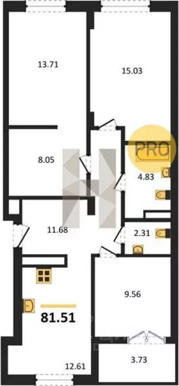 3-к кв. Калининградская область, Гурьевск ул. Героя России ... - Фото 1