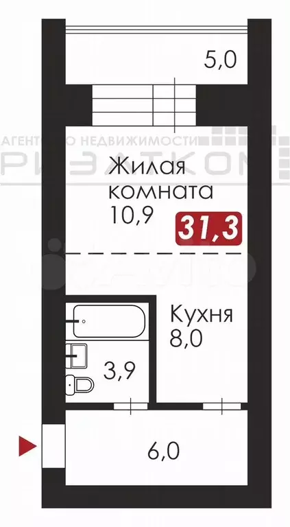 Квартира-студия, 31 м, 9/10 эт. - Фото 0