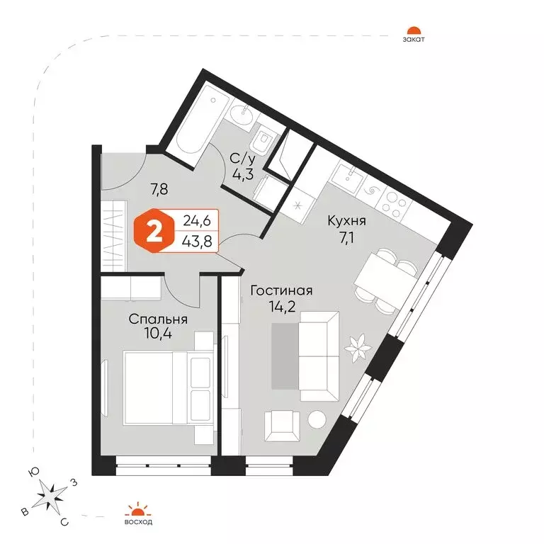 2-комнатная квартира: посёлок городского типа Некрасовский, Заводская ... - Фото 1