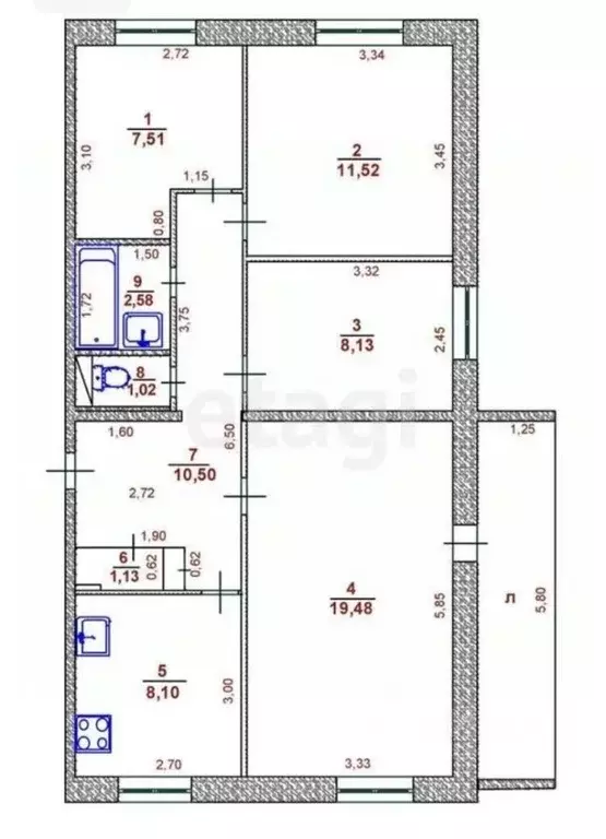 4-к кв. Ульяновская область, Ульяновск Лесная ул., 17 (73.6 м) - Фото 1