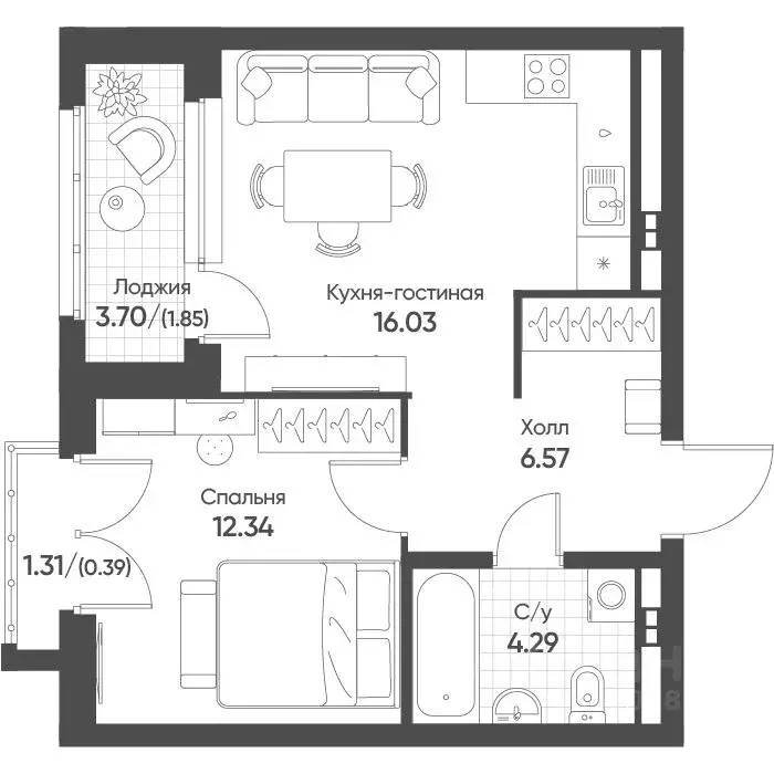 1-к кв. Свердловская область, Екатеринбург бул. Вдохновения, 4 (41.4 ... - Фото 1