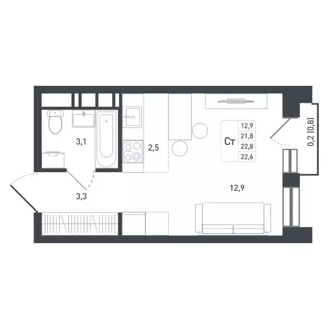 1-комнатная квартира: Московская область, городской округ Подольск, ... - Фото 1