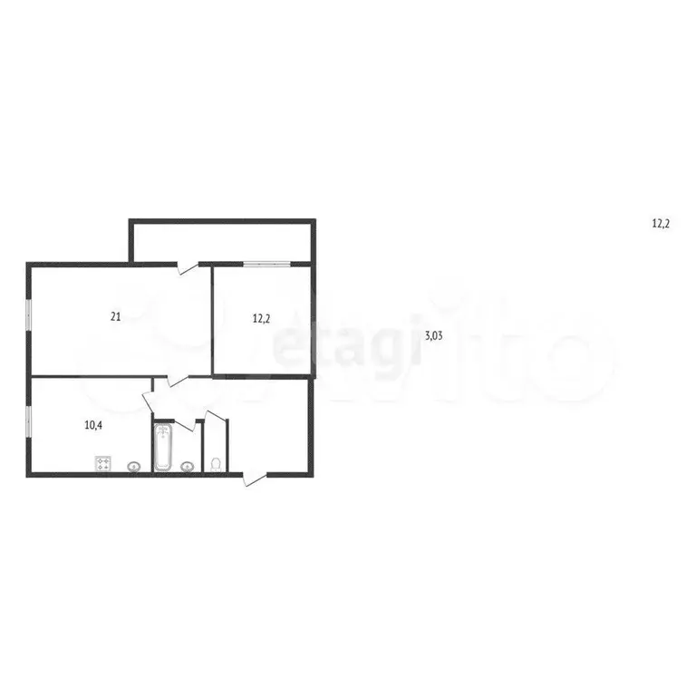 2-к. квартира, 57,1 м, 2/9 эт. - Фото 1