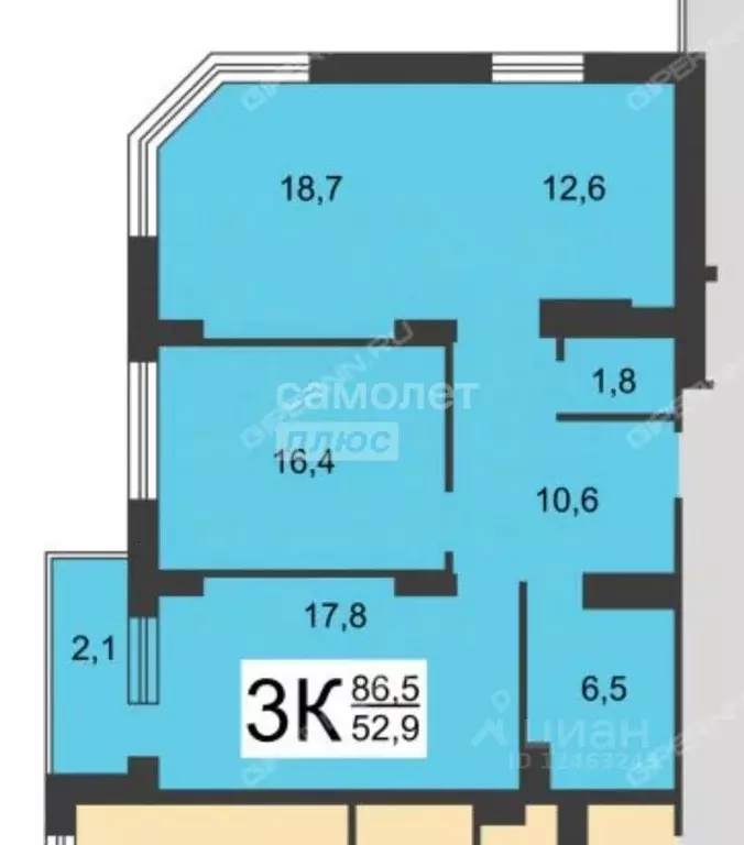 3-к кв. Нижегородская область, Нижний Новгород ул. Тимирязева, 7к2 ... - Фото 2