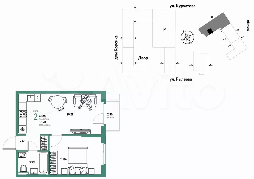 2-к. квартира, 41 м, 6/16 эт. - Фото 0