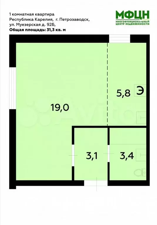 1-к. квартира, 31,3 м, 2/3 эт. - Фото 0