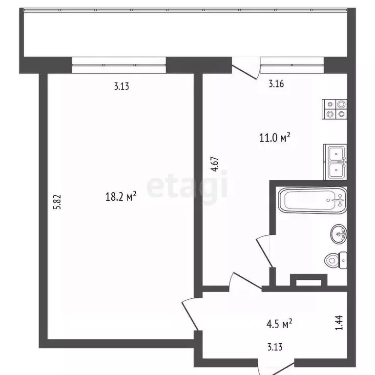 1-к кв. Архангельская область, Архангельск Дачная ул., 51к2 (36.9 м) - Фото 1