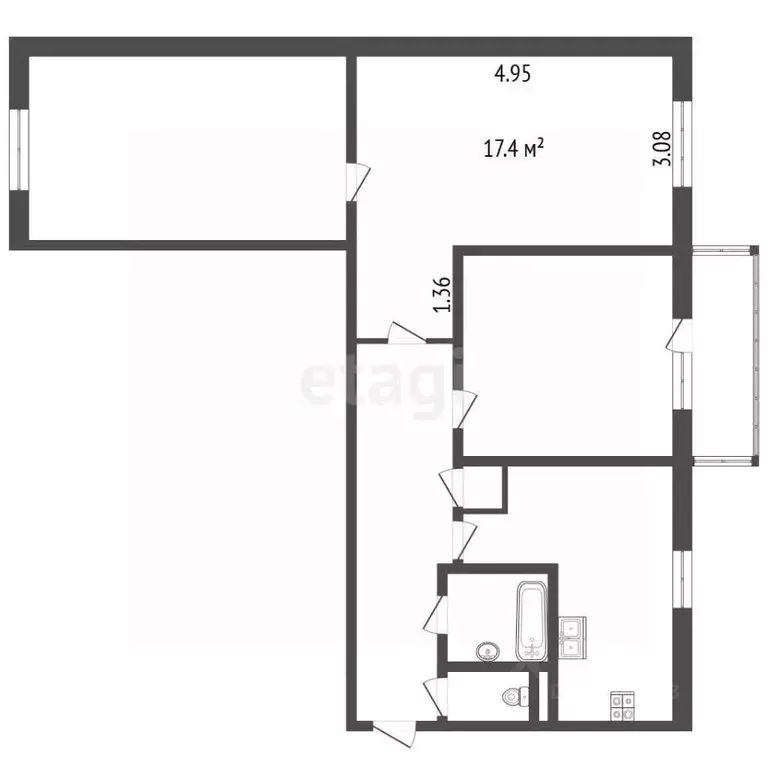 Комната Санкт-Петербург Дунайский просп., 43К1 (17.4 м) - Фото 2