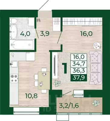 1-к кв. Самарская область, Волжский район, Смышляевка городское ... - Фото 1