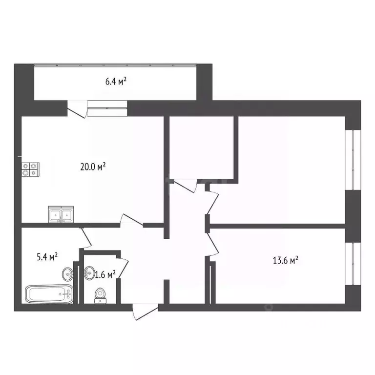 2-к кв. Тюменская область, Тюмень ул. Елизарова, 12 (76.9 м) - Фото 1