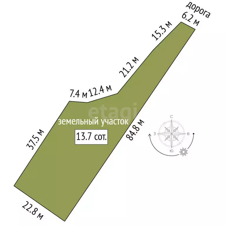 Участок в село Ишеево, улица Салавата Юлаева (13.73 м) - Фото 1