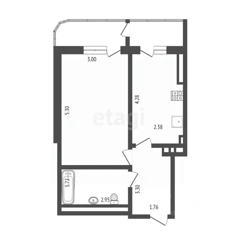 1-к кв. Крым, Симферополь ул. Индустриальная (36.5 м) - Фото 2