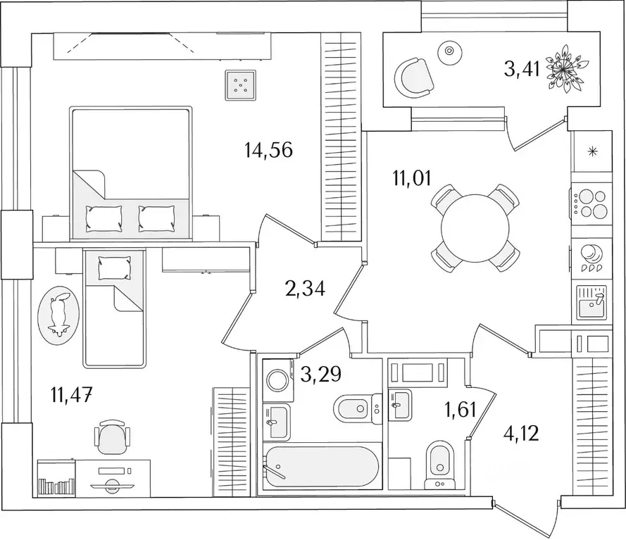 2-к кв. Санкт-Петербург Аурум жилой комплекс (50.11 м) - Фото 1