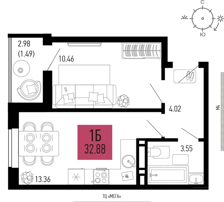 1-к кв. Ростовская область, Аксай  (32.88 м) - Фото 1