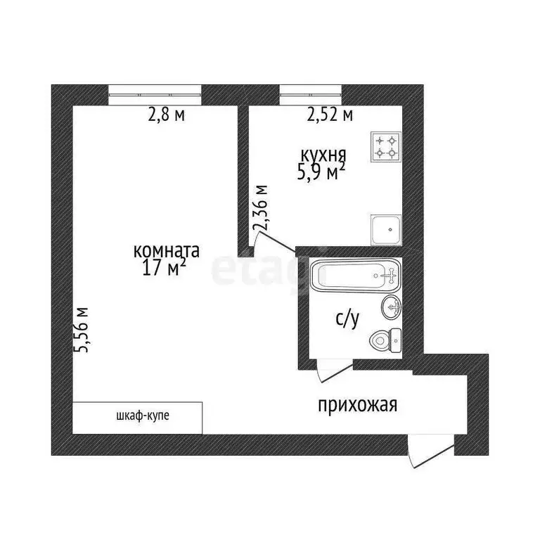 1-комнатная квартира: Череповец, Комсомольская улица, 39 (30.9 м) - Фото 0