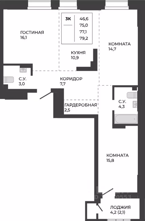 3-к кв. Алтайский край, Барнаул ул. Шумакова, 7к2 (77.1 м) - Фото 0