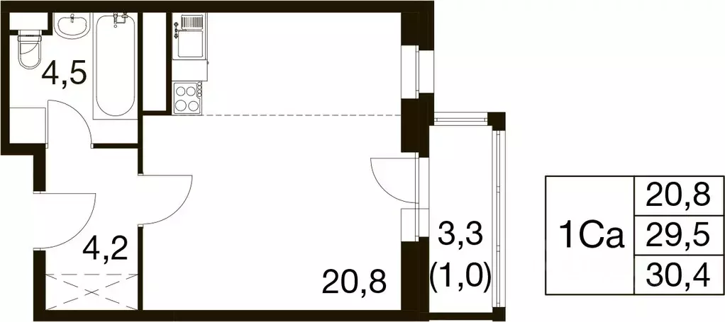 Студия Московская область, Балашиха Гагарина мкр, ул. Проектная, 4 ... - Фото 1