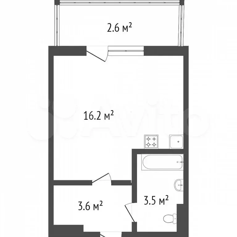 Квартира-студия, 23,6 м, 7/16 эт. - Фото 0