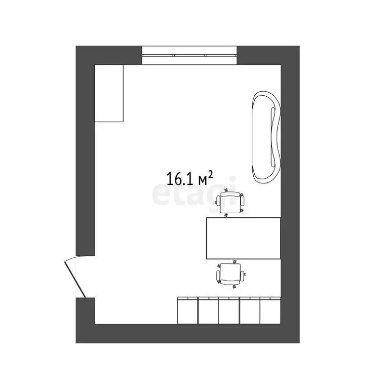 1к в -комнатной квартире (16.1 м) - Фото 1