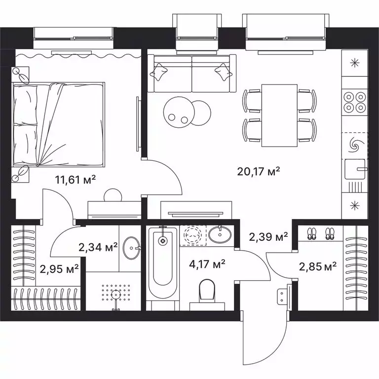 1-комнатная квартира: Киржач, улица Свердлова, 10А (46 м) - Фото 1