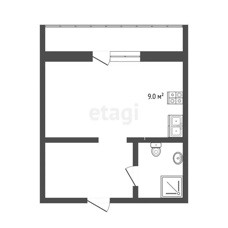 Квартира-студия: Тобольск, 15-й микрорайон, 17А (28.2 м) - Фото 1