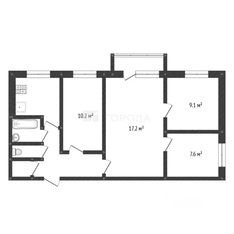 4-к кв. Кемеровская область, Новокузнецк Октябрьский просп., 64 (60.3 ... - Фото 2