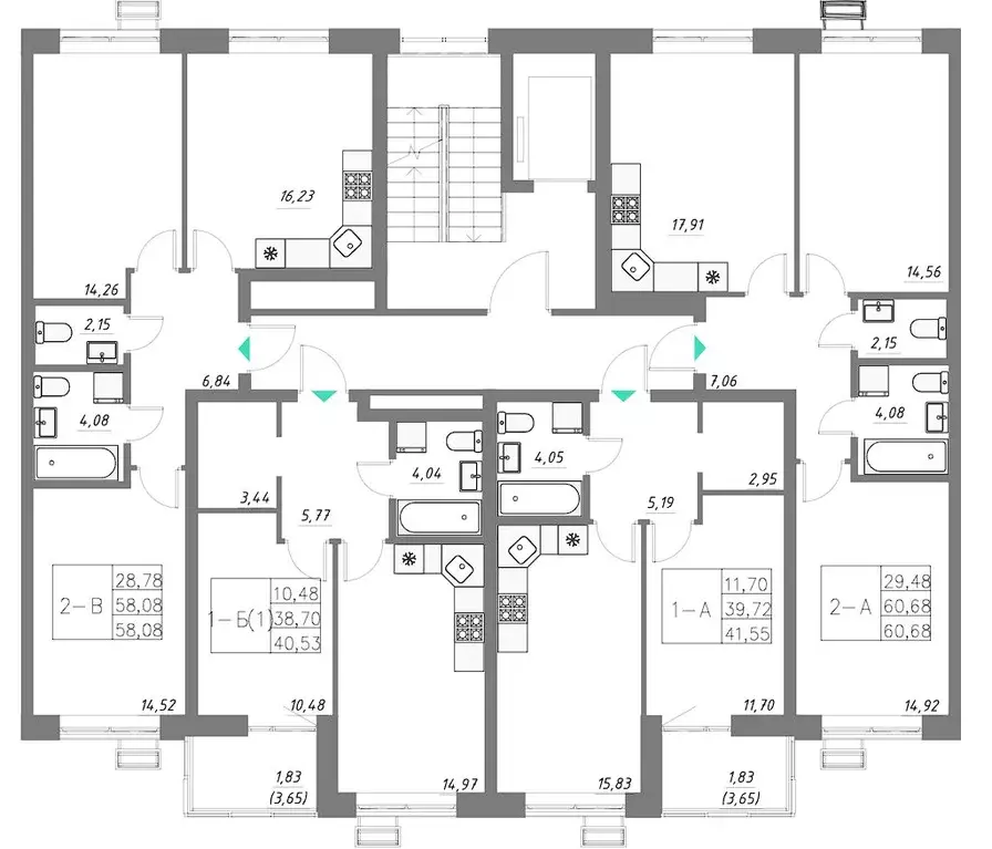 2-к кв. Татарстан, Казань Лето жилой комплекс (40.51 м) - Фото 2