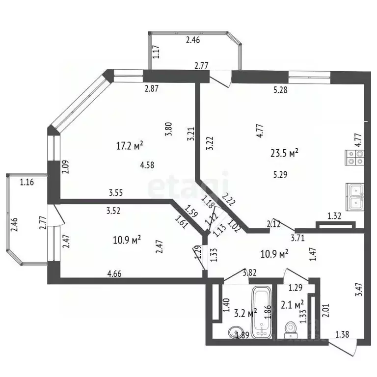 2-к кв. Свердловская область, Екатеринбург ул. Самолетная, 31 (67.8 м) - Фото 2