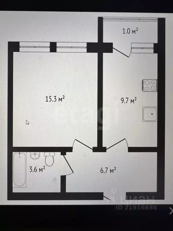 1-к кв. Калининградская область, Гурьевск ул. Каштановая, 6 (35.3 м) - Фото 2