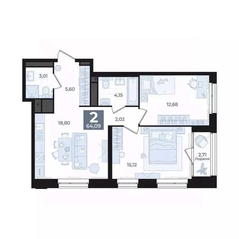 2-к кв. Свердловская область, Екатеринбург Втузгородок жилрайон, Б26 ... - Фото 1