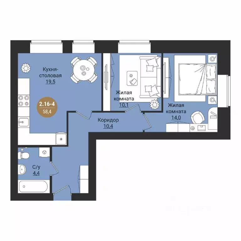 2-к кв. Вологодская область, Вологда Старое ш. (58.4 м) - Фото 1