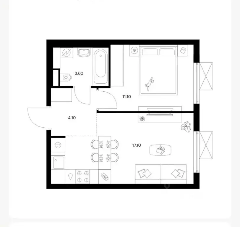 1-к кв. Москва ул. Трехполье, 6к1 (35.5 м) - Фото 1
