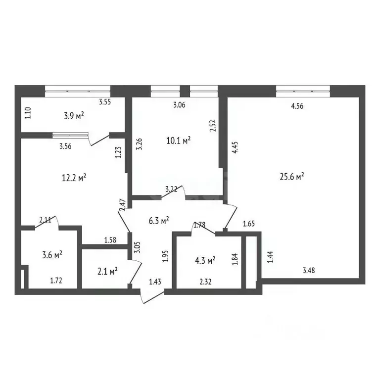 3-к кв. Крым, Симферополь ул. Караимская (64.2 м) - Фото 2