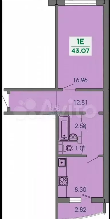 1-к. квартира, 44,5 м, 4/10 эт. - Фото 0