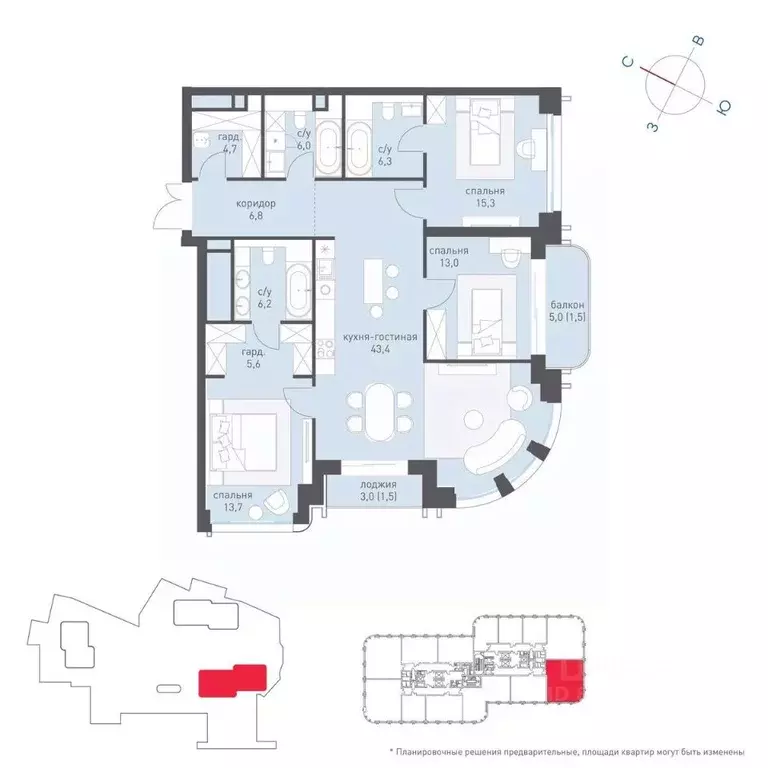 3-к кв. Москва Большая Татарская ул., 35С7-9 (126.0 м) - Фото 0