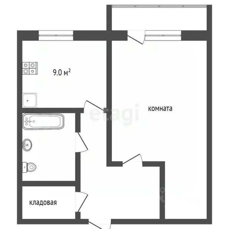 1-к кв. Владимирская область, Муром ул. Энгельса, 21 (34.8 м) - Фото 1