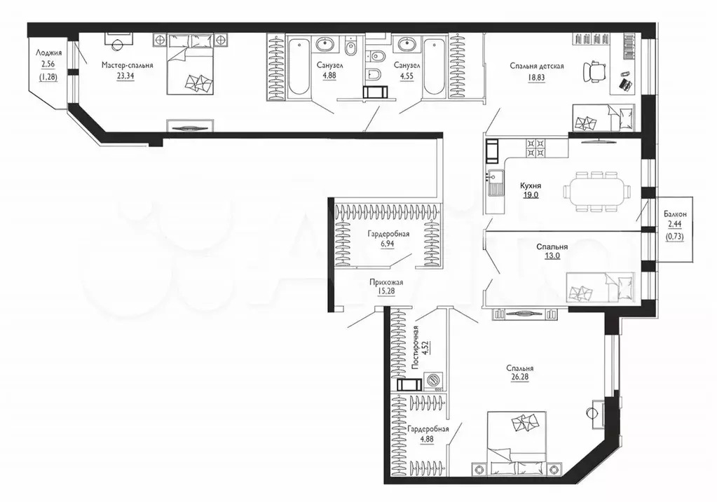 4-к. квартира, 140 м, 3/7 эт. - Фото 0