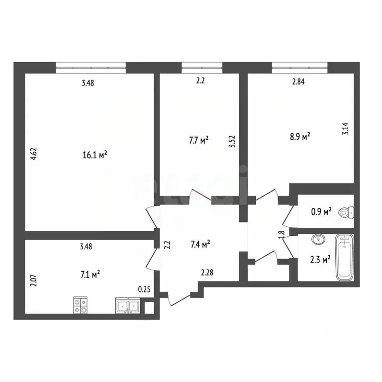 3-к кв. Самарская область, Тольятти ул. Мира, 94 (64.0 м) - Фото 2
