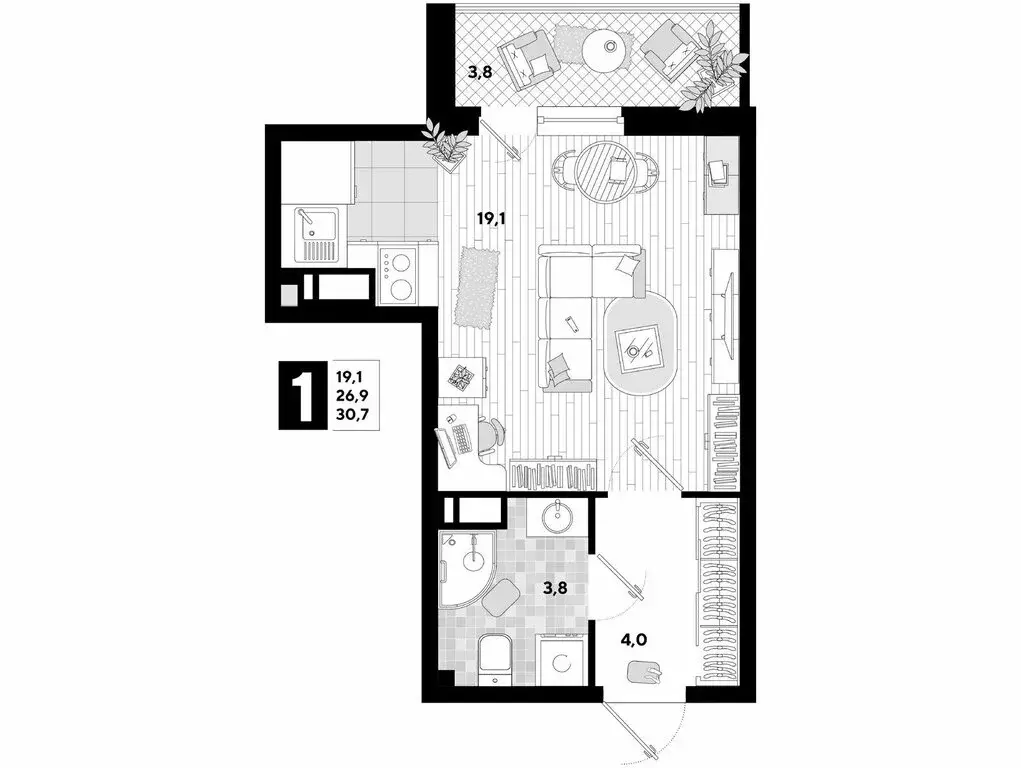 Квартира-студия: Краснодар, улица Ивана Беличенко, 92к5 (30.7 м) - Фото 1