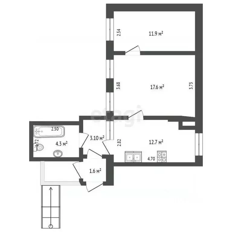 2-к кв. Крым, Феодосия ул. Чехова, 53 (49.6 м) - Фото 2