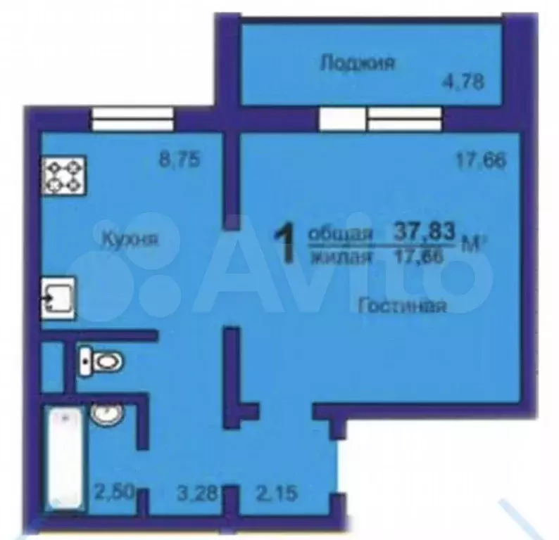 1-к. квартира, 38 м, 7/10 эт. - Фото 0