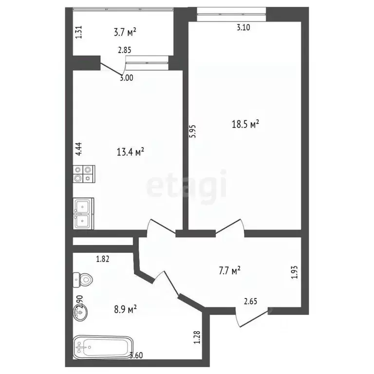 Студия Крым, Ялта ул. Крупской, 52 (51.6 м) - Фото 2