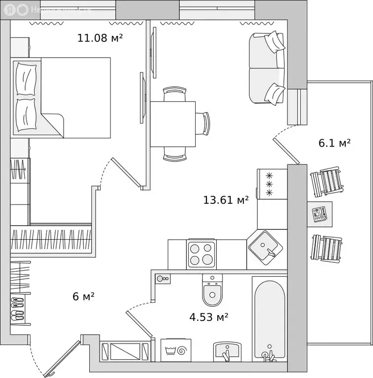 1-комнатная квартира: Бугры, Тихая улица, 9к5 (34.5 м) - Фото 0