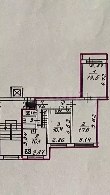 3-к. квартира, 65 м, 5/9 эт. - Фото 0