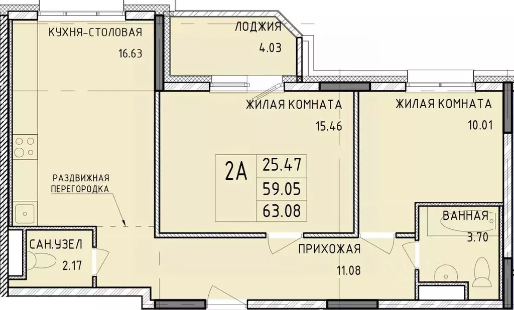 2-к кв. Тульская область, Тула Рязанская ул., 23 (63.08 м) - Фото 0