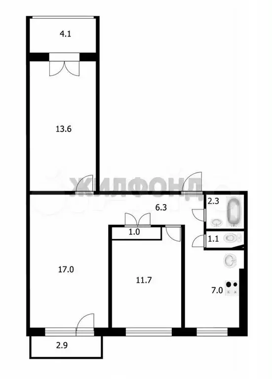 3-к. квартира, 60 м, 9/9 эт. - Фото 0