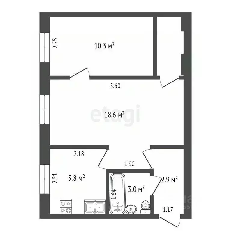 2-к кв. Самарская область, Самара Пролетарская ул., 175 (43.1 м) - Фото 1