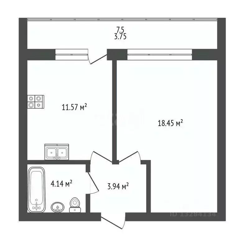 1-к кв. Вологодская область, Великий Устюг ул. Сахарова, 37 (41.85 м) - Фото 2
